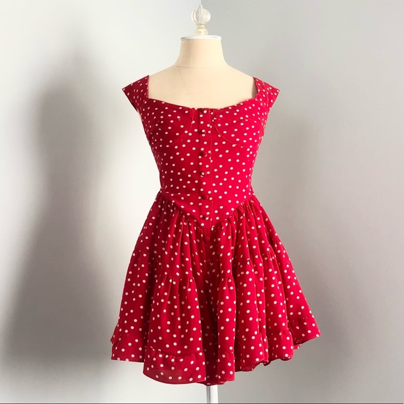 Vanessa Mooney Dresses & Skirts - Vanessa Mooney Elisabeth Romper Mini Dress Red Polka Dots